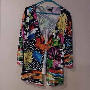 Vintage Berek Multicolor Floral Women's Cardigan Sz Xl